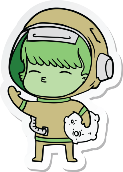 Bir insan tarafından çizilmiş uzay kayası taşıyan bir astronotun çıkartması.