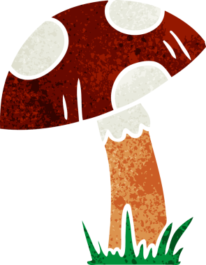 Bir insan tarafından çizilmiş bir kurbağa taburesinin retro karikatürü.