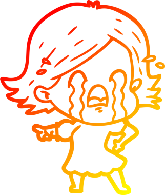 Bir insan tarafından çizilmiş, ağlayan bir çizgi kadın çizimi.