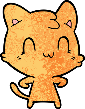 Bir insan tarafından çizilmiş mutlu bir kedi.