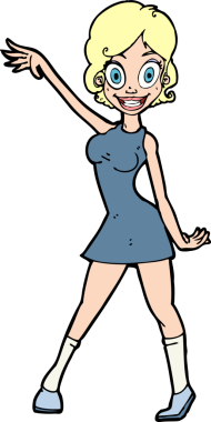 Bir insan tarafından çizilmiş karikatür parti kızı.