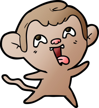 Bir insan tarafından çizilmiş çılgın çizgi film maymunu