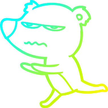 Bir insan tarafından çizilen kızgın ayı çizgi filminin soğuk gradyan çizimi