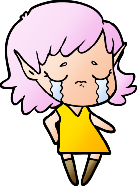 Bir insan tarafından çizilmiş ağlayan elf kızı.