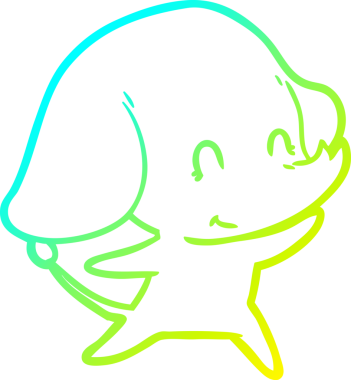 Bir insan tarafından çizilmiş şirin bir filin soğuk gradyan çizgisi