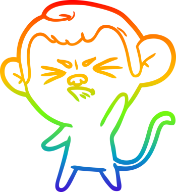 Gökkuşağı gradyan çizgi çizimi bir insan tarafından çizilmiş sinir bozucu bir maymun