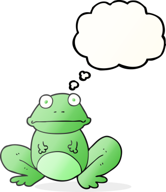 Bir insan tarafından çizilmiş serbest çizim baloncuklu kurbağa.