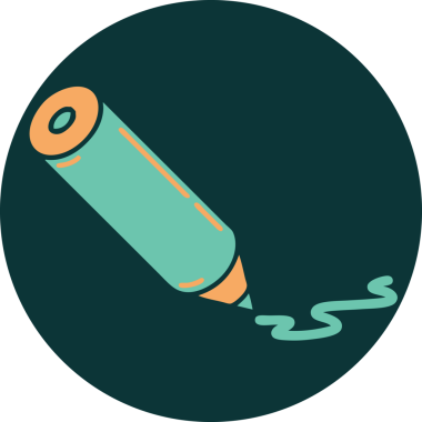 Bir insan tarafından çizilmiş renkli bir kalemin ikonik dövme şekli