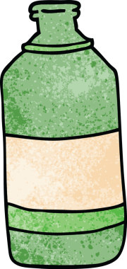 karikatür eski yeşil şişe bir insan tarafından çizilmiş