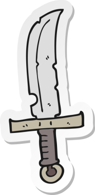 Bir insan tarafından çizilmiş karikatür bıçağının çıkartması.