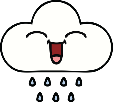 Bir insan tarafından çizilmiş şirin yağmur bulutu karikatürü