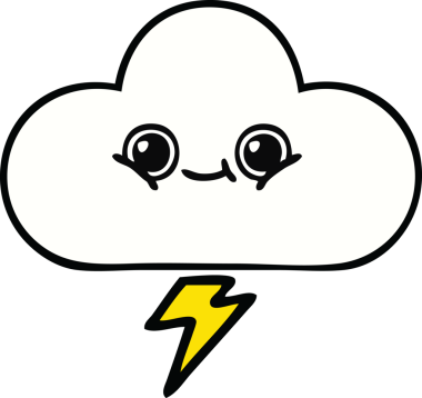 Bir insan tarafından çizilmiş fırtına bulutunun sevimli karikatürü.