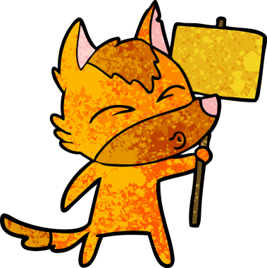 Bir insan tarafından çizilmiş tilki çizgi film karakteri