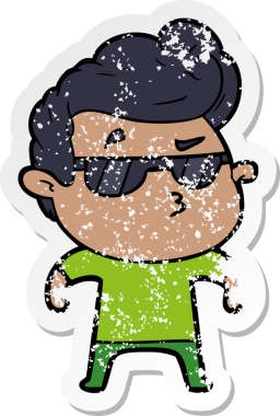 Bir insan tarafından çizilmiş havalı bir adamın sıkıntılı çıkartması.