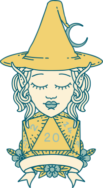 Retro Dövme Biçimli elf karakteri Bir insan tarafından çizilmiş doğal yirmi zar atışıyla