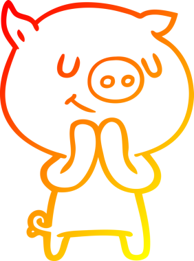 Bir insan tarafından çizilmiş mutlu çizgi film domuzu çizimi.