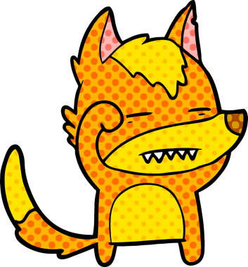 Bir insan tarafından çizilmiş tilki çizgi film karakteri