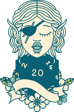 Retro Dövme Tarzı Bir insan tarafından çizilmiş doğal yirmilik zarlı düzenbaz karakter