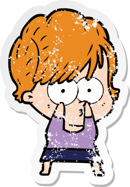 Bir insan tarafından çizilmiş karikatür bir kadının sıkıntılı çıkartması.