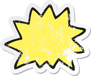 Bir insan tarafından çizilmiş bir çizgi film patlama sembolünün gerilimli yapıştırması.