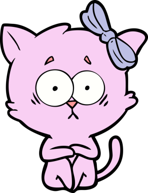 Bir insan tarafından çizilmiş çizgi film kedisi.