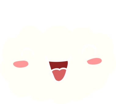 Bir insan tarafından çizilmiş mutlu düz renkli çizgi film bulutu