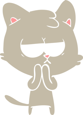 Sıkıcı düz renkli çizgi film kedisi bir insan tarafından çizildi