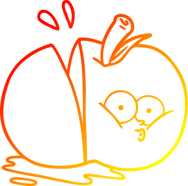 Bir insan tarafından çizilmiş elma karikatürünün sıcak gradyan çizimi