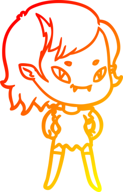 Bir insan tarafından çizilmiş, çizgi film karakteri, arkadaş canlısı vampir kız çizimi.