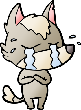 Bir insan tarafından çizilmiş ağlayan kurt çizgi filmi.