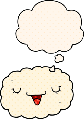 Çizgi roman tarzında bir insan tarafından çizilmiş düşünce baloncuğu olan çizgi film bulutu