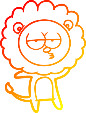 Bir insan tarafından çizilen ve canı sıkılan bir aslanın sıcak çizgi çizimi