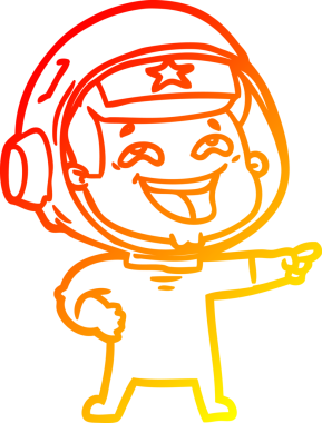 Bir insan tarafından çizilmiş gülen astronotun sıcak çizgi çizimi