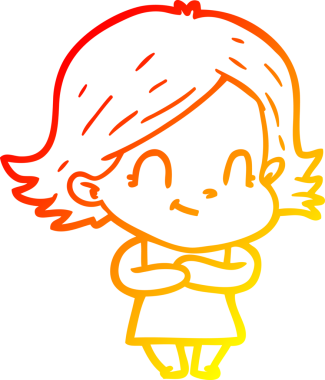 Bir insan tarafından çizilmiş, karikatür dostu bir kız çizimi.