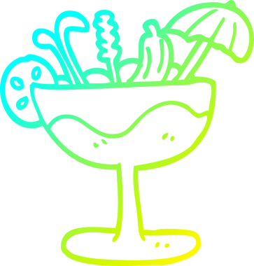 Bir insanın çizdiği karikatür kokteylinin soğuk gradyan çizimi