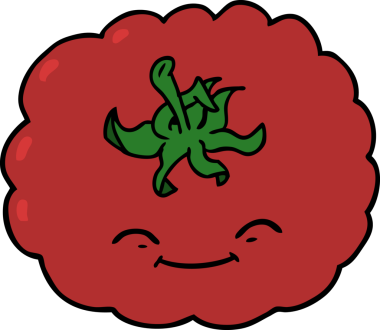 Bir insan tarafından çizilmiş domates çizgi filmi.