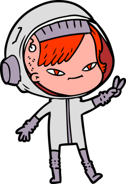 Bir insan tarafından çizilmiş astronot kadın.