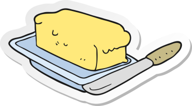 Bir insan tarafından çizilmiş karikatür tereyağı etiketi.