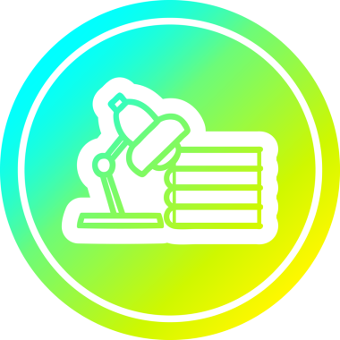 lamba ve çalışma kitapları dairesel simge serin gradyan bitiş bir insan tarafından çizilmiş