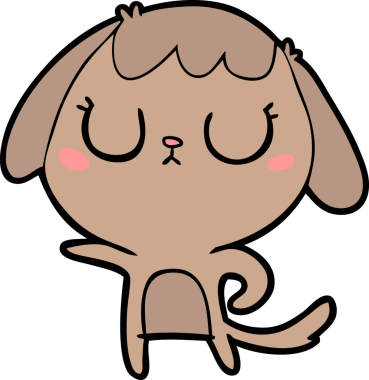 Bir insan tarafından çizilmiş şirin bir çizgi film köpeği.