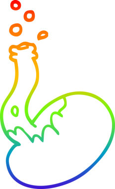 Bir insan tarafından çizilen köpüren kimyasalların gökkuşağı gradyan çizimi