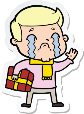 Bir insan tarafından çizilmiş, ağlayan bir çizgi film karakterinin çıkartması.