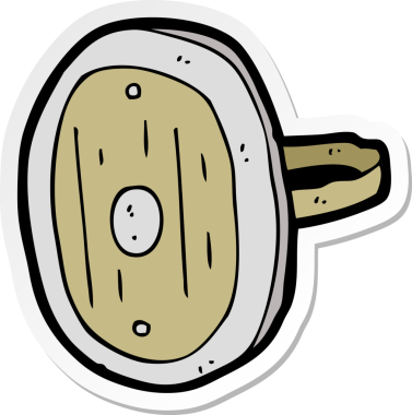 Bir insan tarafından çizilmiş bir ortaçağ kalkanının çıkartması.