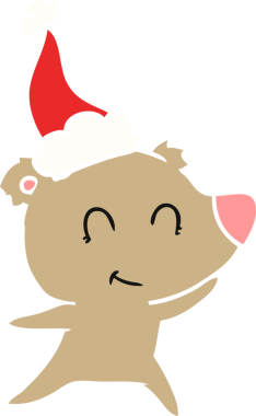 Dişi ayı eli, bir insan tarafından çizilmiş Noel Baba şapkasının düz renk çizimi.