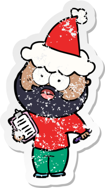 Bir insan tarafından çizilmiş, pano ve kalem takan sakallı bir adamın çizilmiş el yazısı.