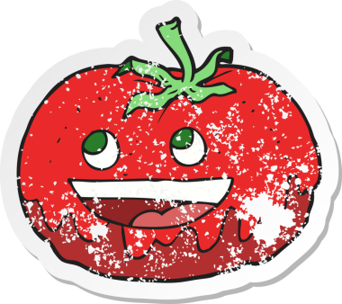 Bir insan tarafından çizilmiş bir domatesin gerilimli çıkartması.