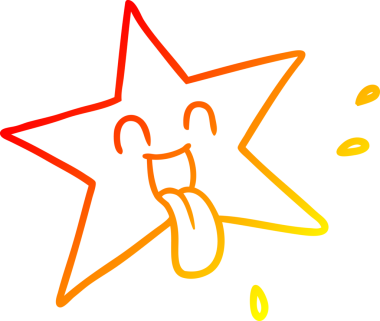 Bir insan tarafından çizilen çizgi film yıldızının sıcak gradyan çizimi