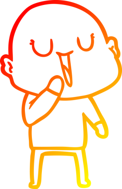 Bir insan tarafından çizilmiş mutlu, kel bir adamın sıcak çizgi çizimi.