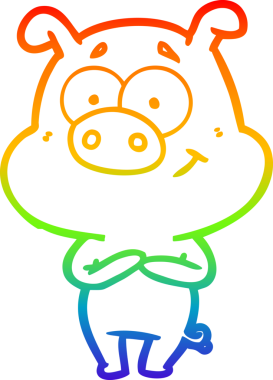 gökkuşağı gradyan çizimi mutlu çizgi domuz çizimi bir insan tarafından çizilmiş