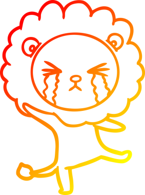 Bir insan tarafından çizilmiş, ağlayan bir aslanın çizgi çizimi.